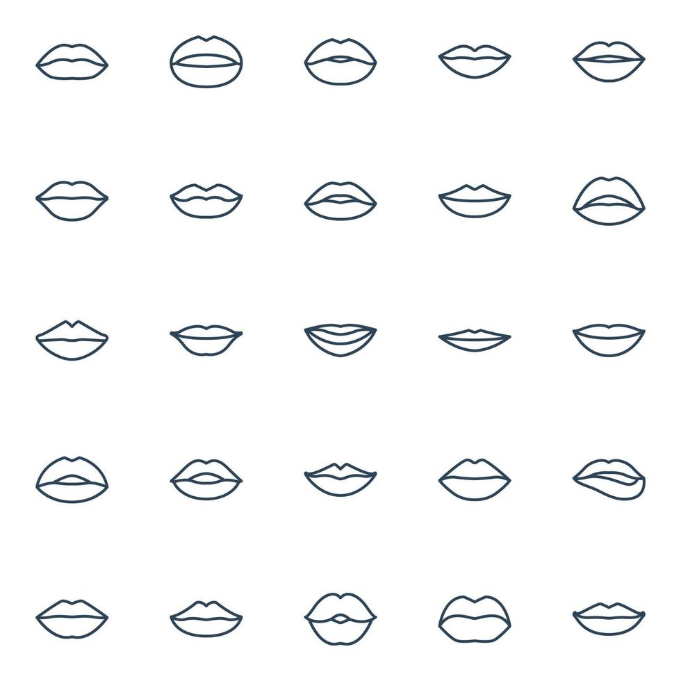 iconos de contorno para labios. vector