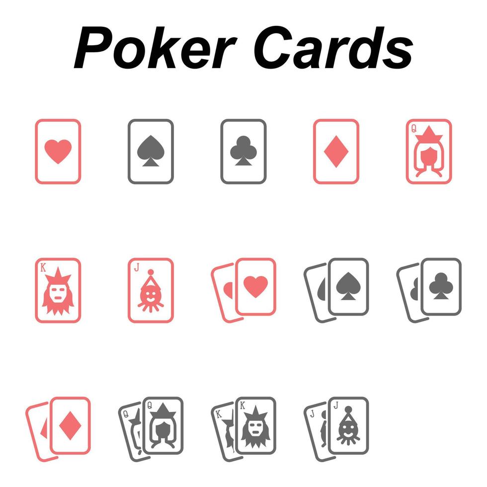 Flat color icons for poker cards. vector