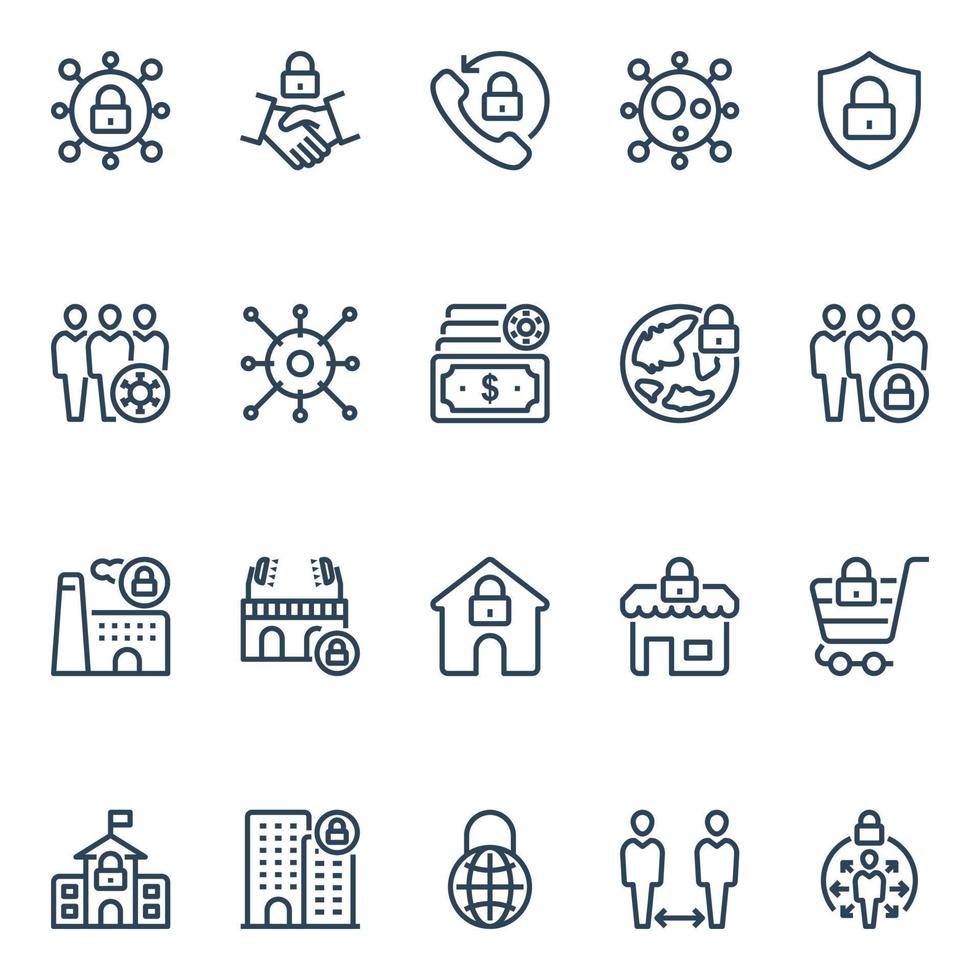 Outline icons for lockdown. vector