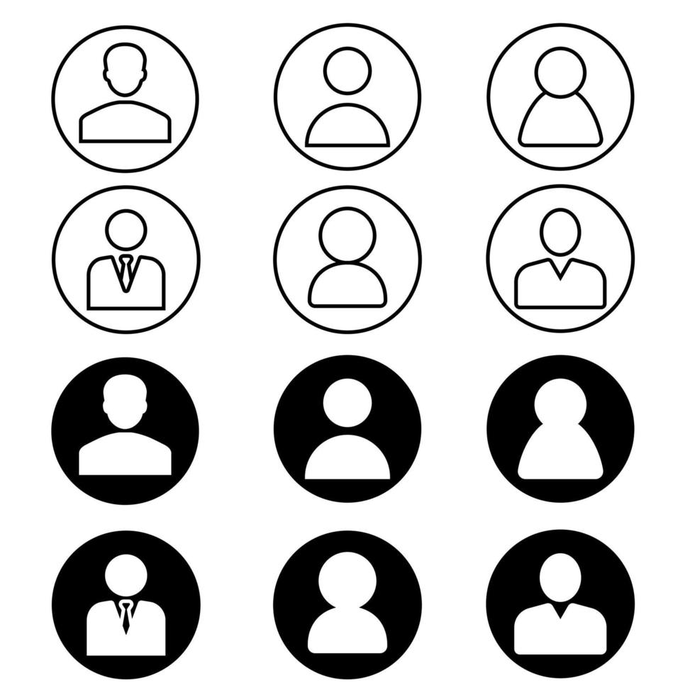 conjunto de iconos de vector de hombre. colección de signos de ilustración de cuenta. símbolo de usuario. logotipo de persona.