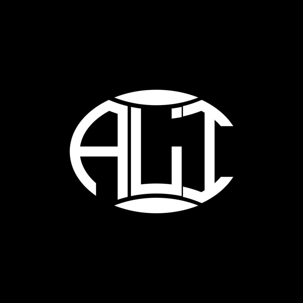 diseño de logotipo de círculo de monograma abstracto ali sobre fondo negro. logotipo de letra de iniciales creativas únicas de ali. vector