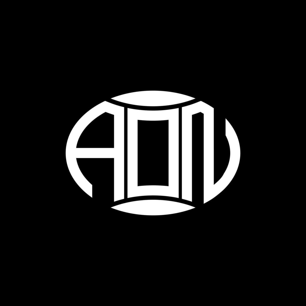 AON abstract monogram circle logo design on black background. AON Unique creative initials letter logo. vector