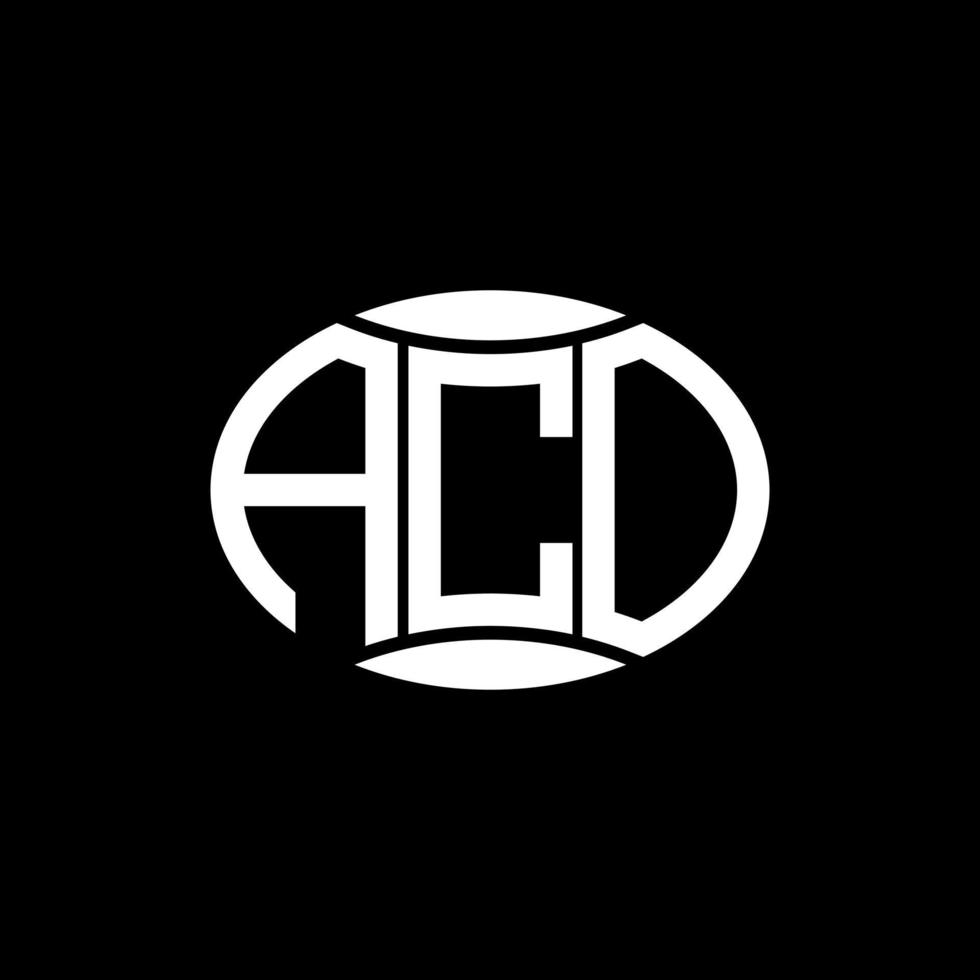 diseño de logotipo de círculo de monograma abstracto aco sobre fondo negro. logotipo de letra de iniciales creativas únicas de aco. vector