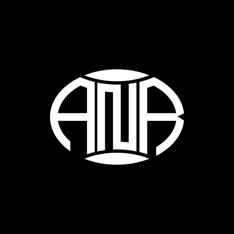 anr diseño de logotipo de círculo de monograma abstracto sobre fondo negro. anr logotipo de letra de iniciales creativas únicas. vector