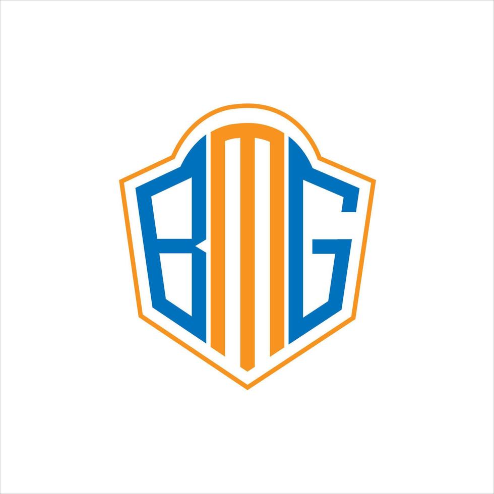 Diseño de logotipo de escudo de monograma abstracto bmg sobre fondo blanco. logotipo de la letra de las iniciales creativas bmg. vector