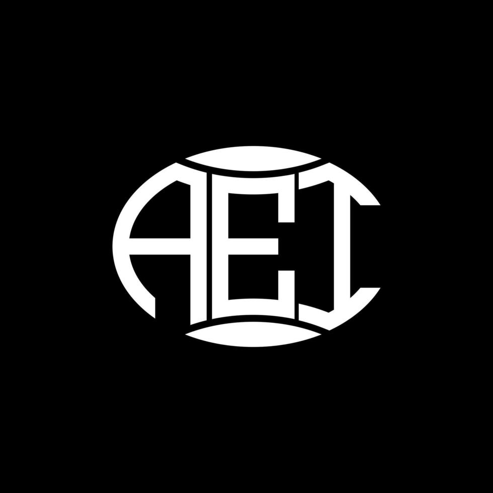 diseño de logotipo de círculo de monograma abstracto aei sobre fondo negro. logotipo de letra de iniciales creativas únicas de aei. vector