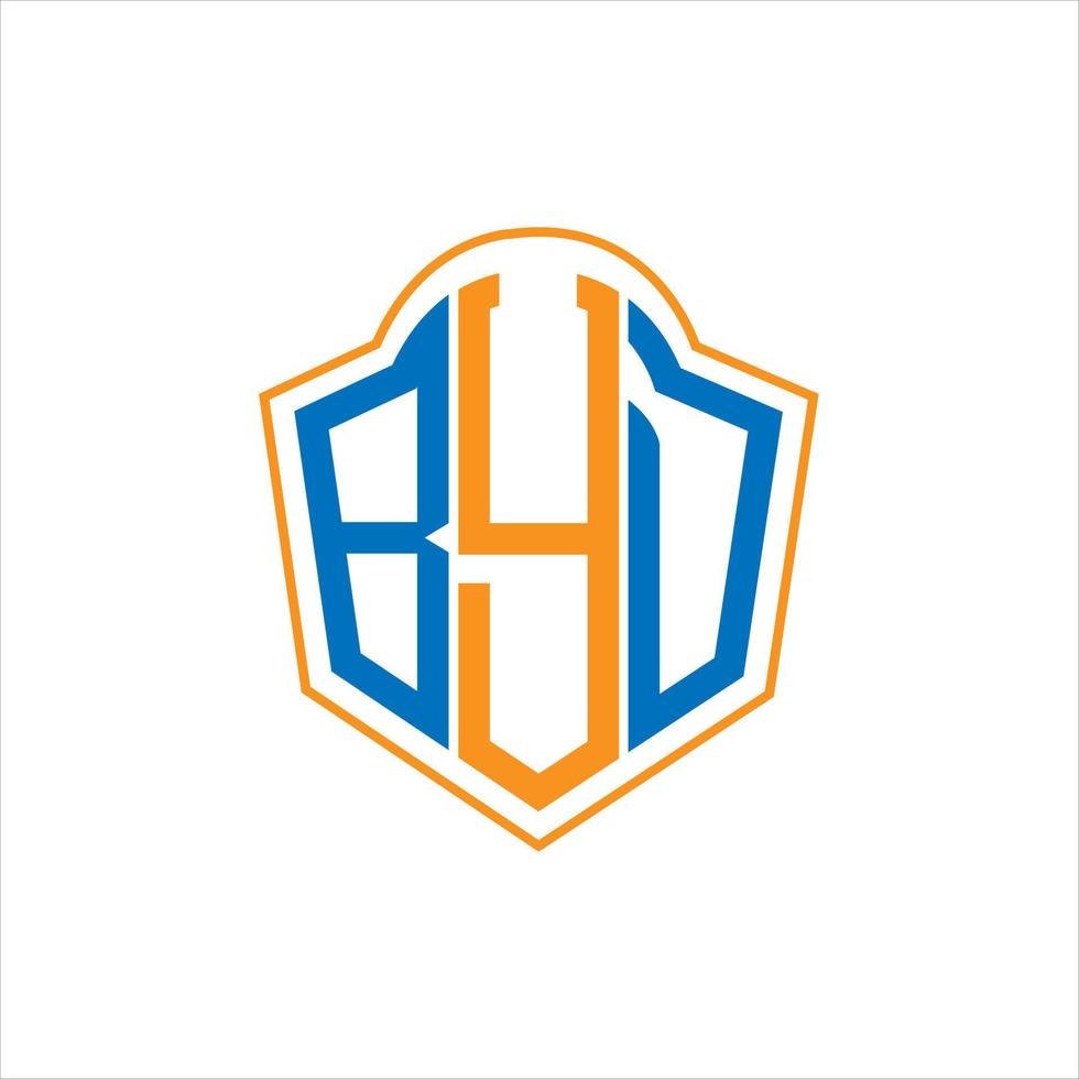 BYD abstract monogram shield logo design on white background. BYD creative initials letter logo. vector