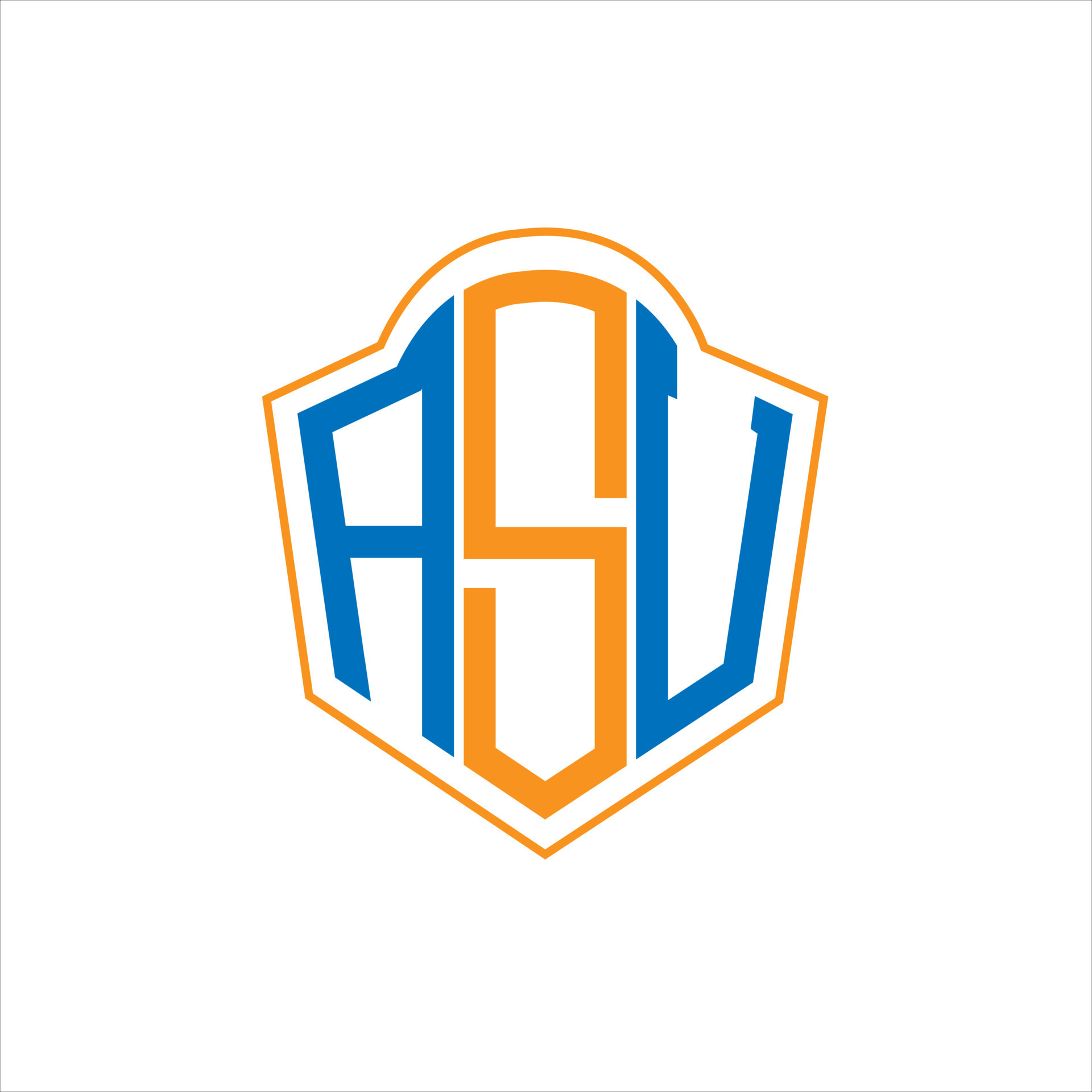 ASV abstract monogram shield logo design on white background. ASV creative initials letter logo