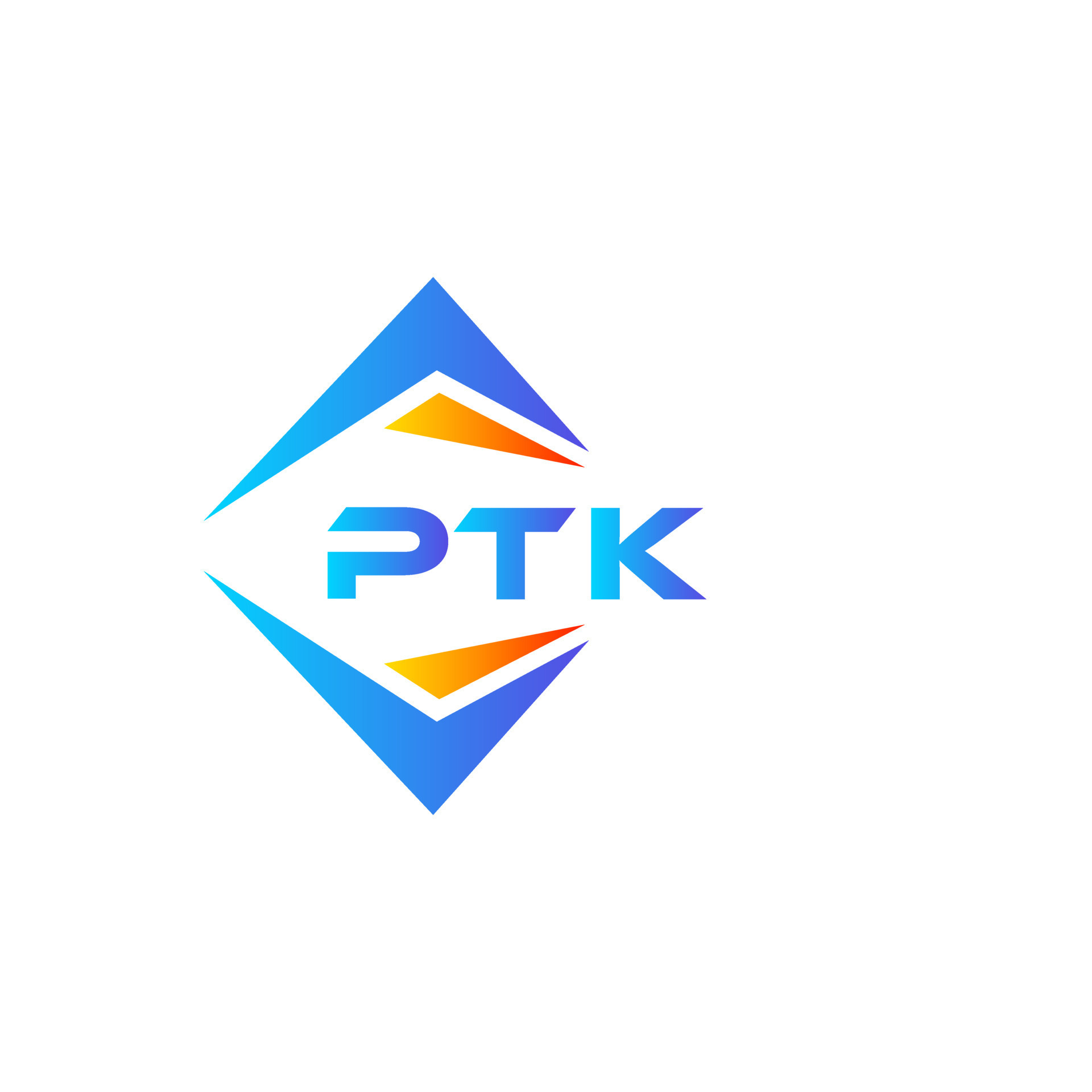 diseño de logotipo de tecnología abstracta ptk sobre fondo blanco