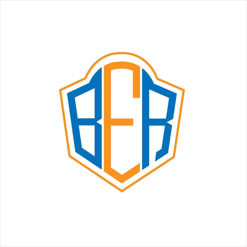 Diseño de logotipo de escudo de monograma abstracto de ber sobre fondo blanco. logotipo de la letra de las iniciales creativas de ber. vector