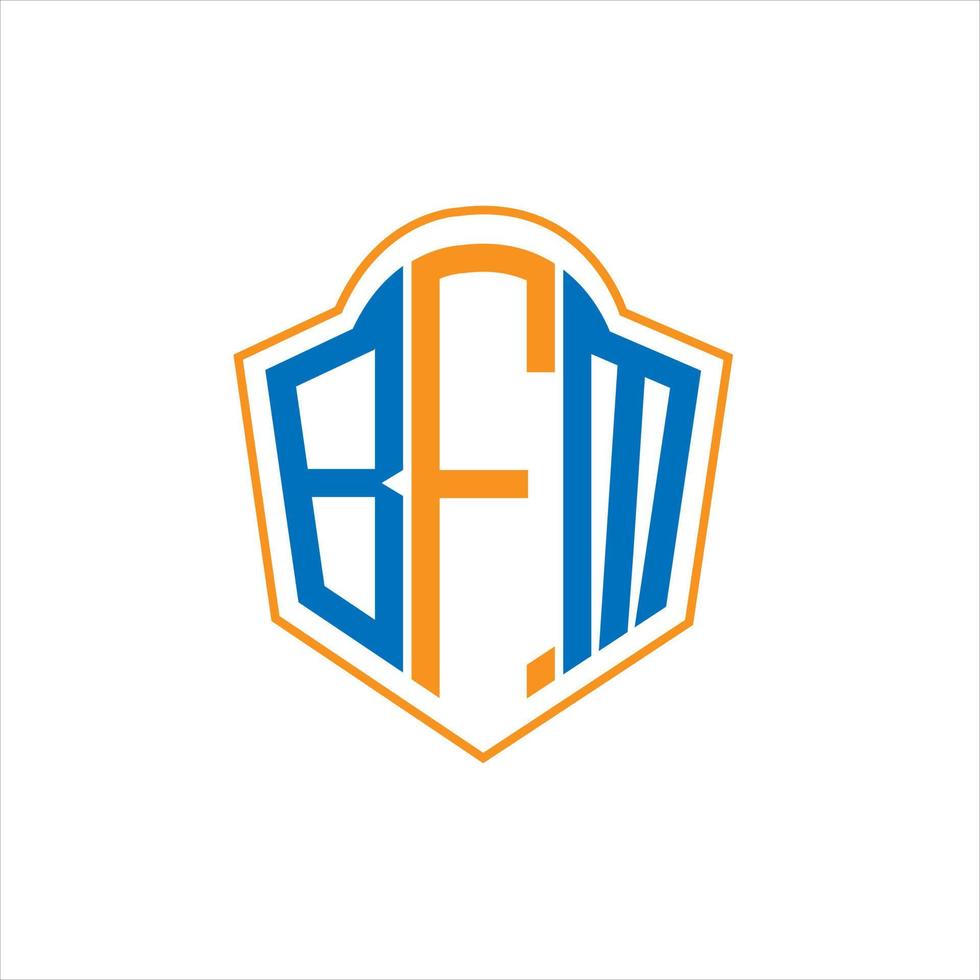 Diseño de logotipo de escudo de monograma abstracto bfm sobre fondo blanco. logotipo de la letra de las iniciales creativas de bfm. vector