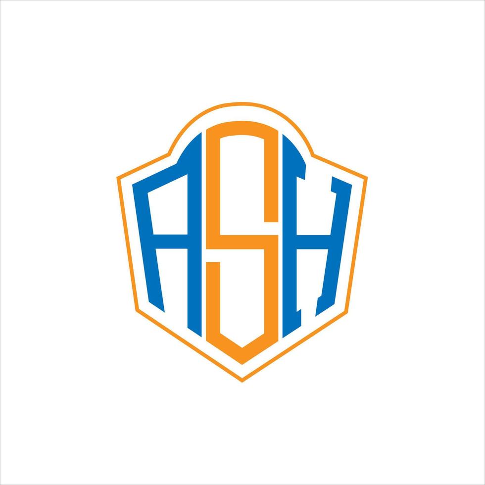 ASH abstract monogram shield logo design on white background. ASH creative initials letter logo. vector