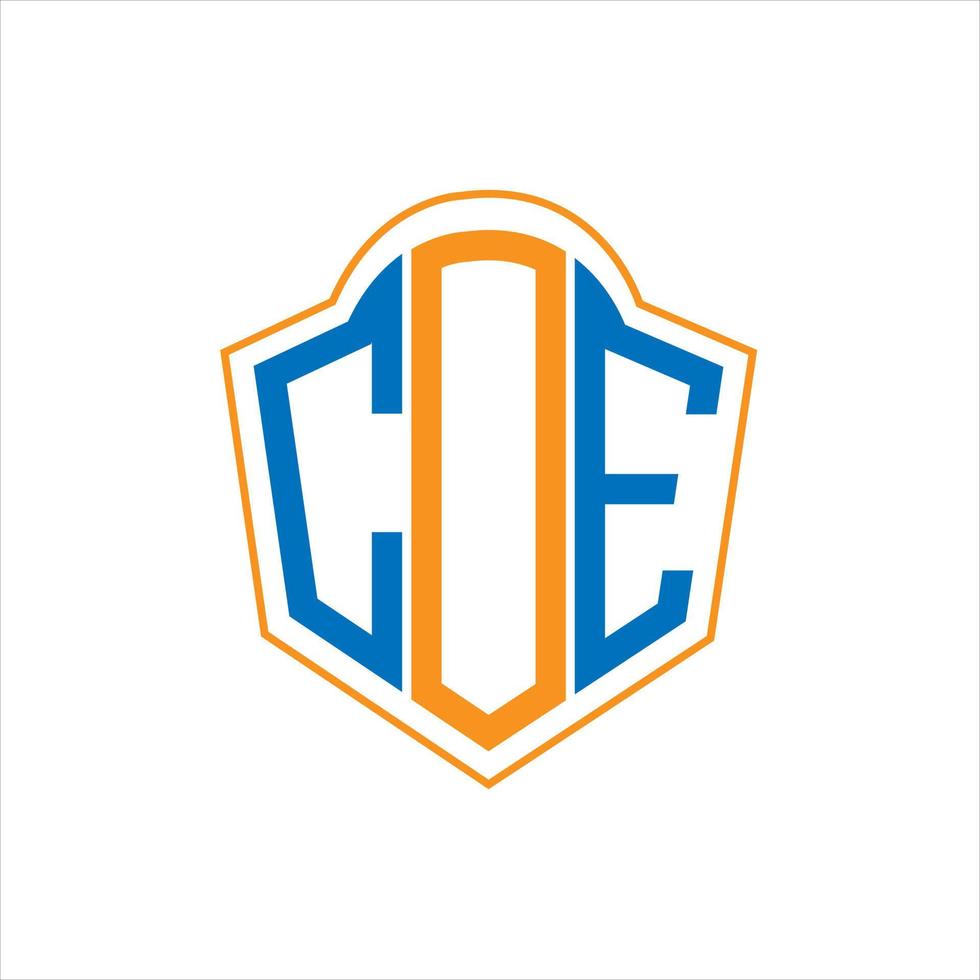 diseño de logotipo de escudo de monograma abstracto coe sobre fondo blanco. logotipo de la letra de las iniciales creativas coe. vector