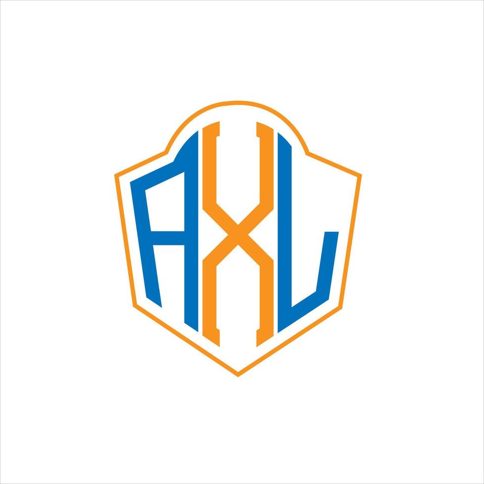 diseño de logotipo de escudo de monograma abstracto axl sobre fondo blanco. logotipo de la letra de las iniciales creativas de axl. vector