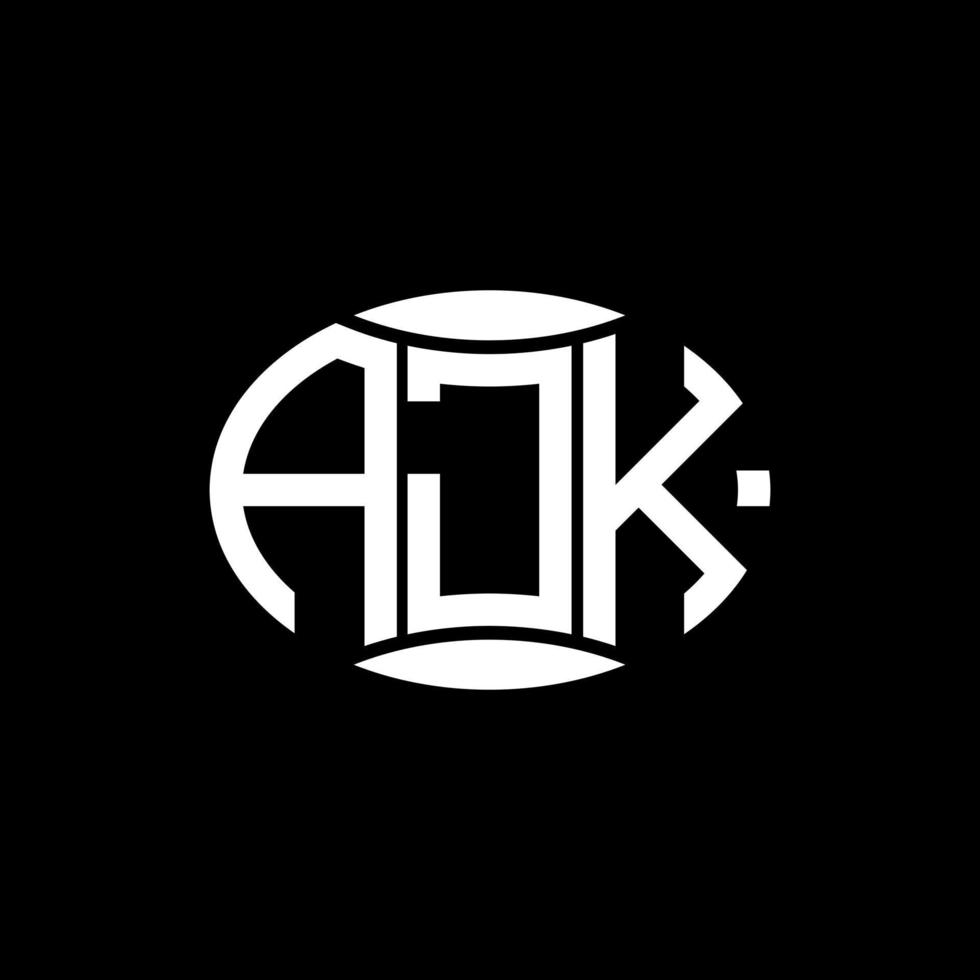 ajk diseño de logotipo de círculo de monograma abstracto sobre fondo negro. logotipo de letra de iniciales creativas únicas ajk. vector