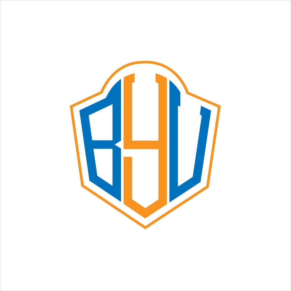 BYU abstract monogram shield logo design on white background. BYU creative initials letter logo. vector