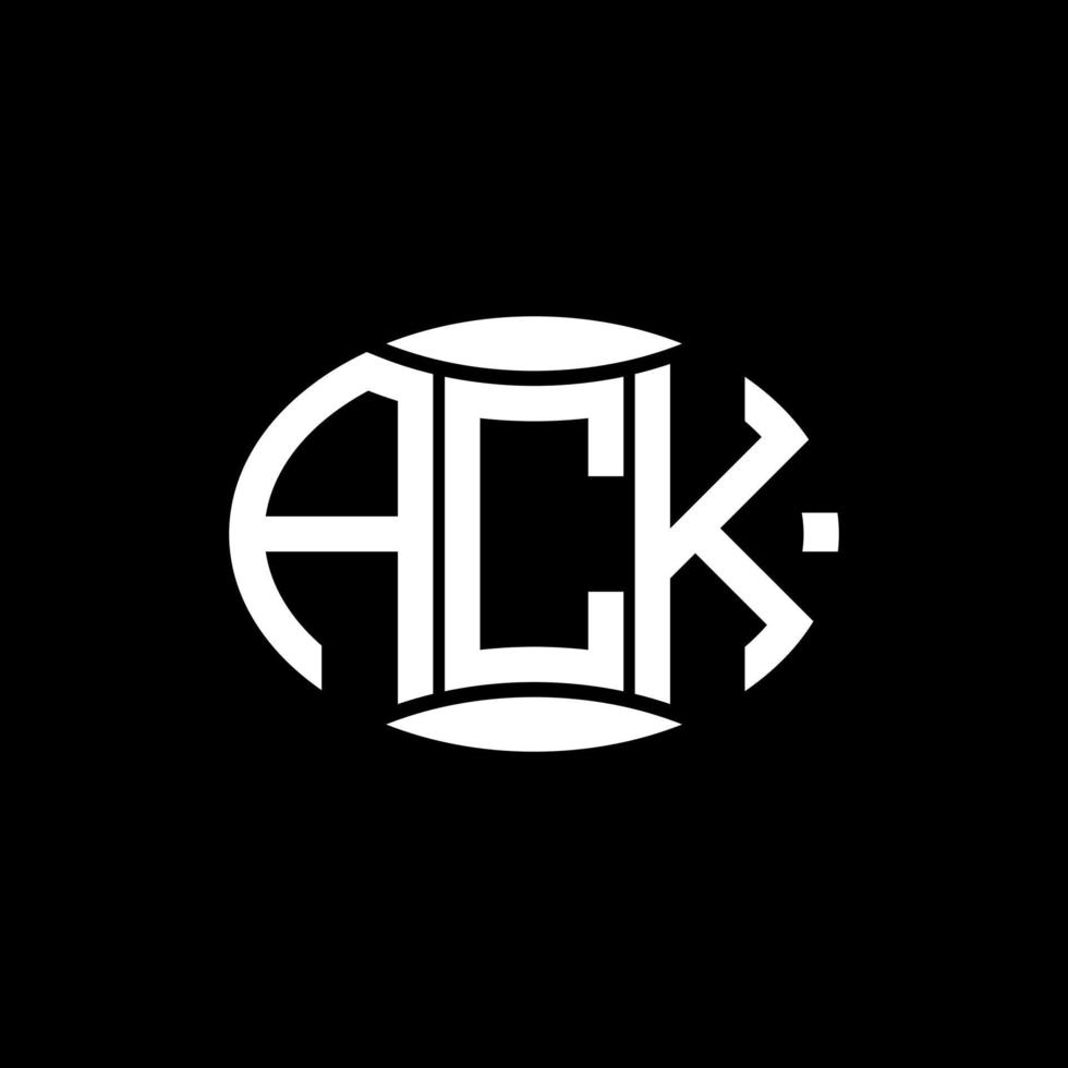 ack diseño de logotipo de círculo de monograma abstracto sobre fondo negro. ack logotipo de letra de iniciales creativas únicas. vector