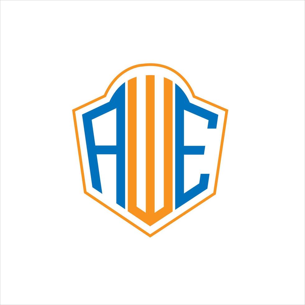AWE abstract monogram shield logo design on white background. AWE creative initials letter logo. vector
