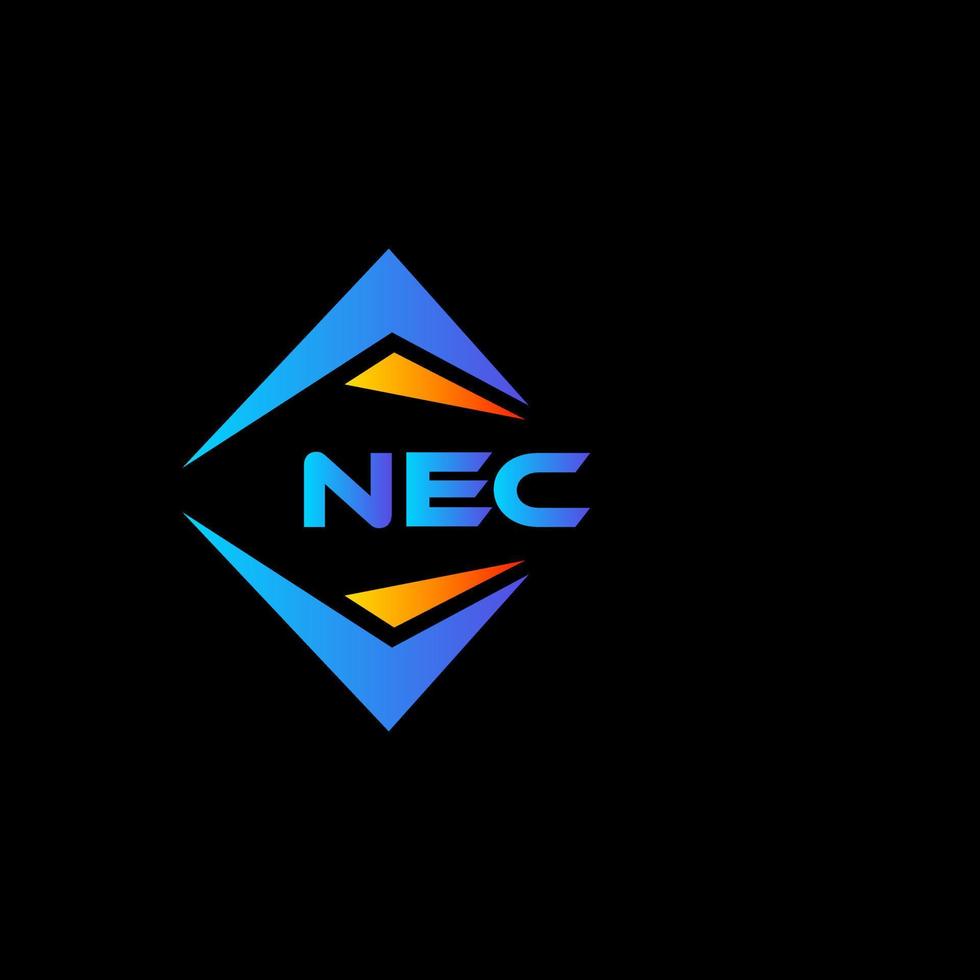 diseño de logotipo de tecnología abstracta nec sobre fondo negro. concepto de logotipo de letra inicial creativa nec. vector
