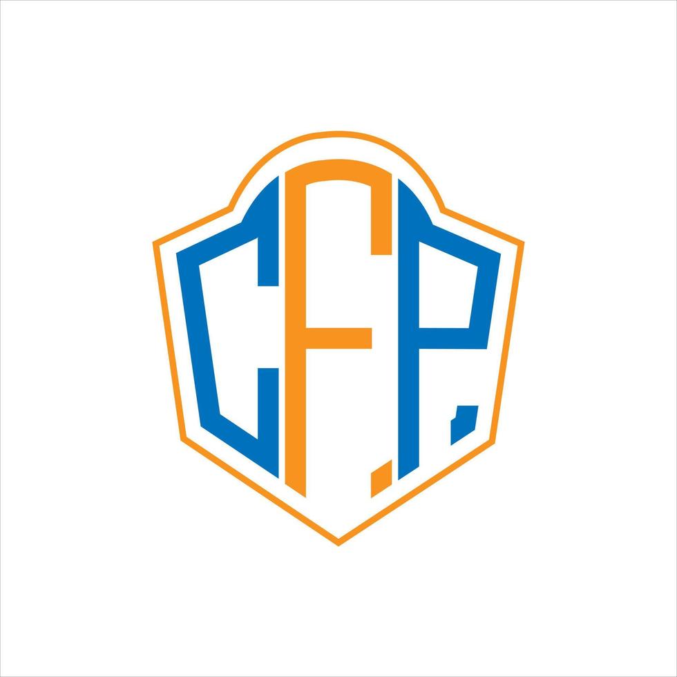 diseño de logotipo de escudo de monograma abstracto cfp sobre fondo blanco. logotipo de la letra de las iniciales creativas de cfp. vector