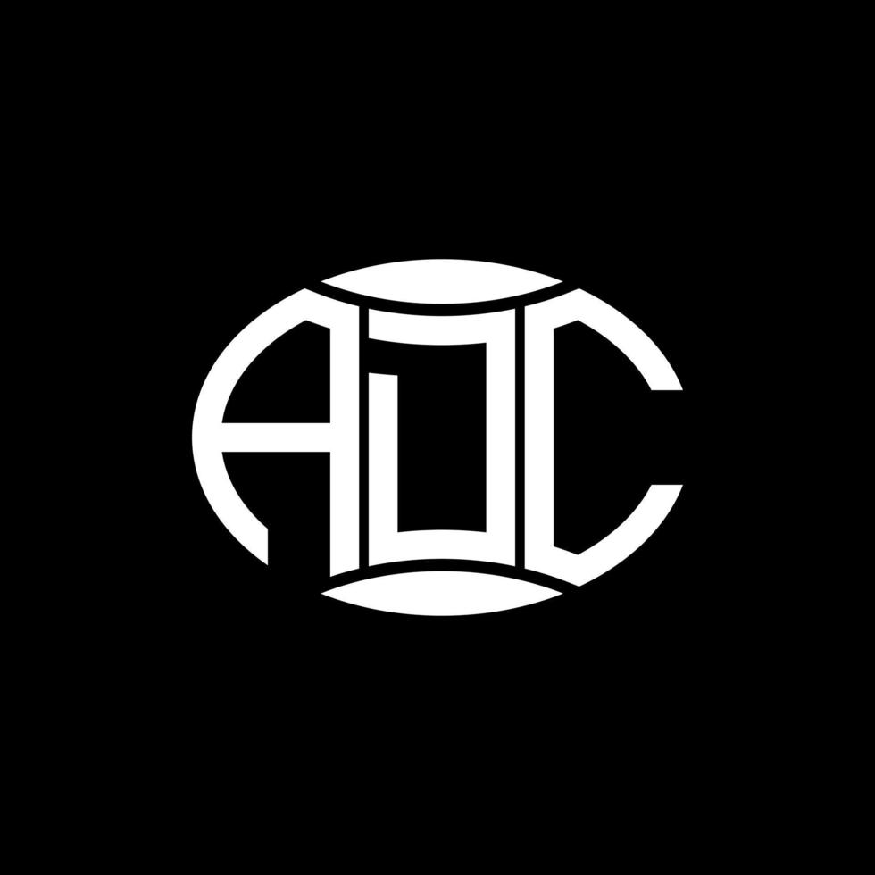 diseño de logotipo de círculo de monograma abstracto adc sobre fondo negro. logotipo de letra de iniciales creativas únicas adc. vector