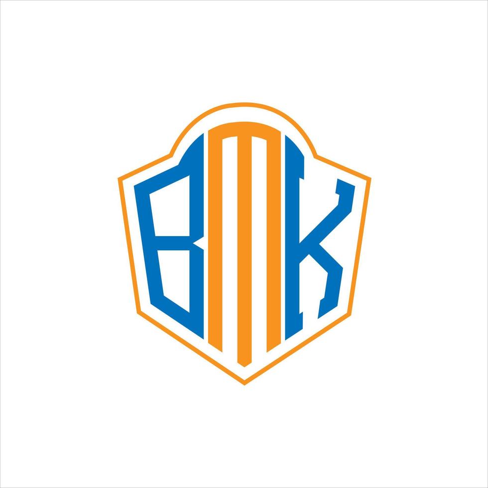 Diseño de logotipo de escudo de monograma abstracto bmk sobre fondo blanco. logotipo de la letra de las iniciales creativas de bmk. vector