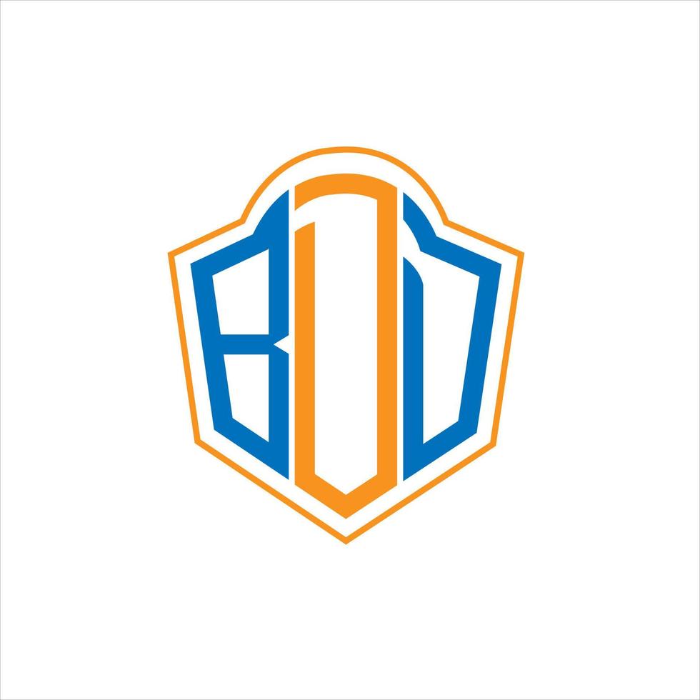 diseño de logotipo de escudo de monograma abstracto bdd sobre fondo blanco. logotipo de la letra de las iniciales creativas de bdd. vector