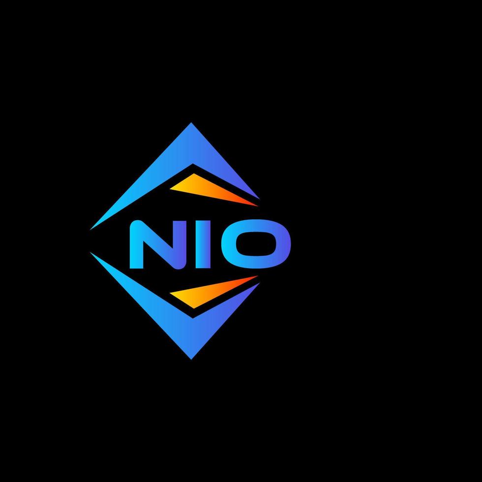 diseño de logotipo de tecnología abstracta nio sobre fondo negro. concepto de logotipo de letra inicial creativa nio. vector