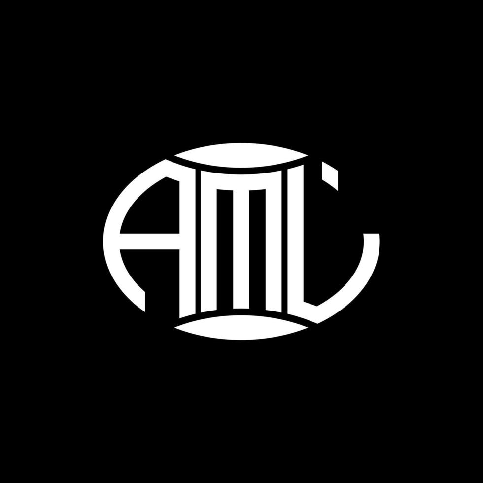 AML abstract monogram circle logo design on black background. AML Unique creative initials letter logo. vector