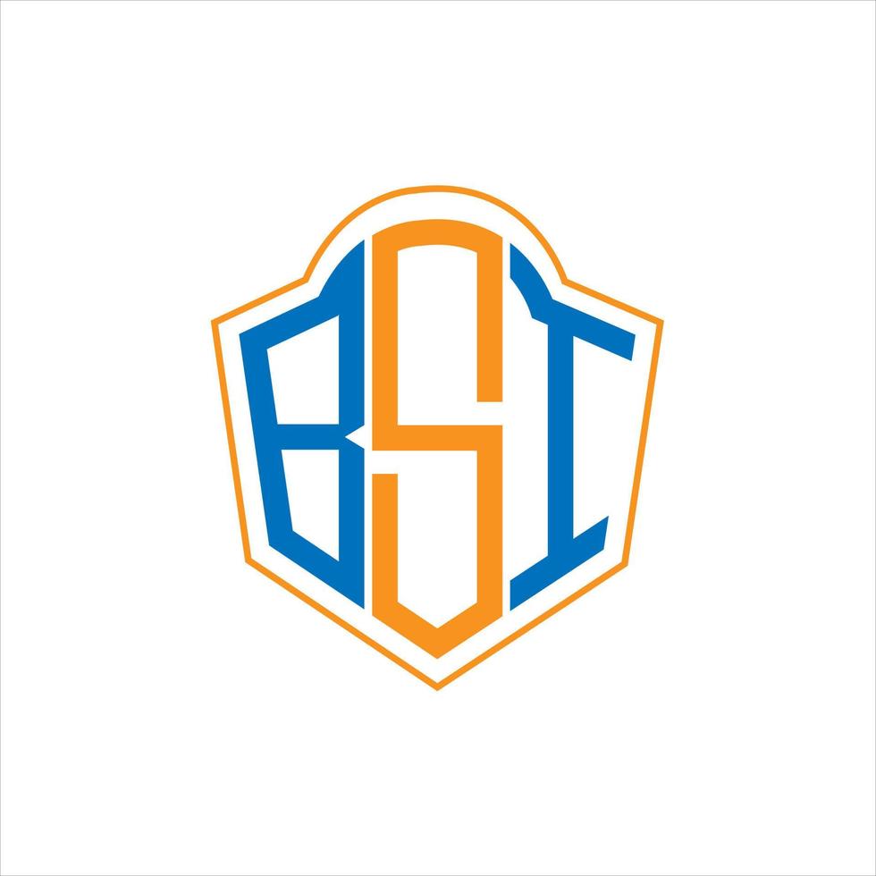 Diseño de logotipo de escudo de monograma abstracto bsi sobre fondo blanco. logotipo de la letra de las iniciales creativas de bsi. vector