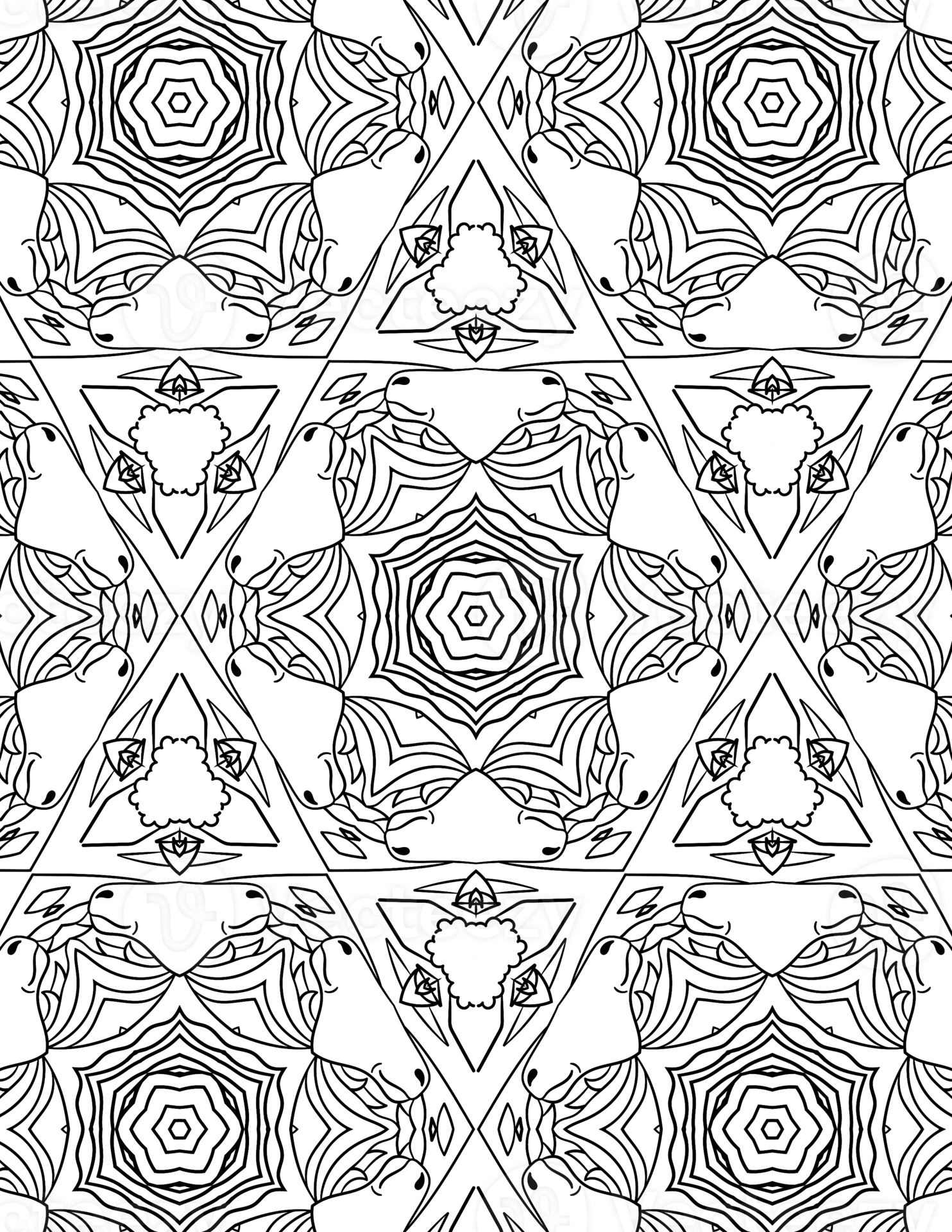 Free Adult Geometric Pattern Coloring Pages. Coloring book, seamless