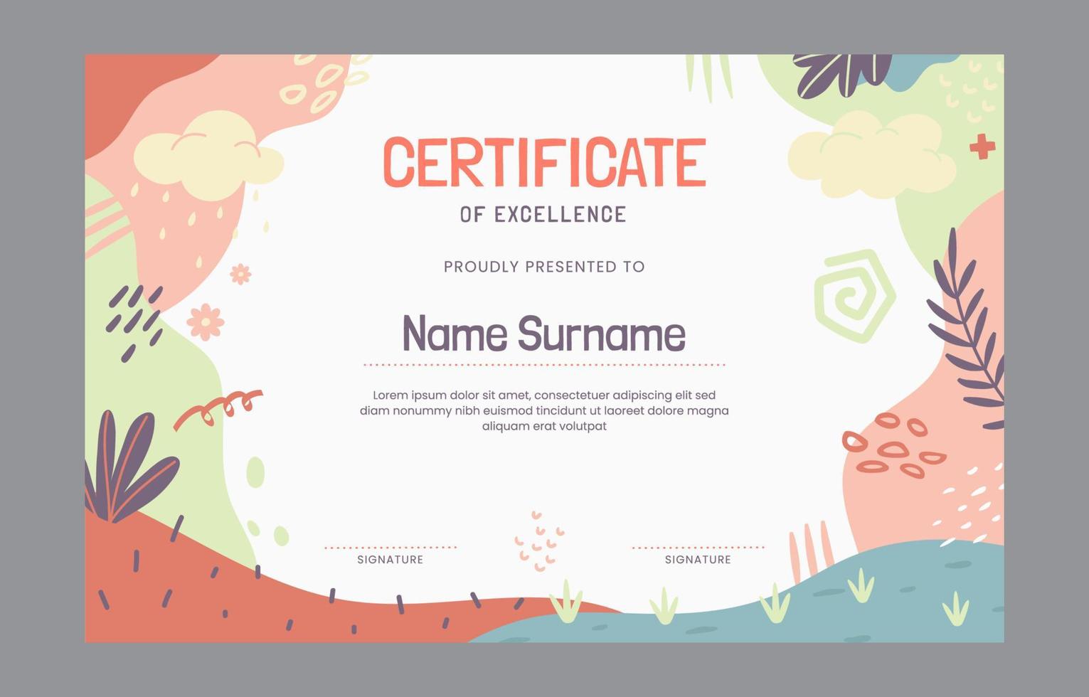 Fun Children Certificate Concept vector
