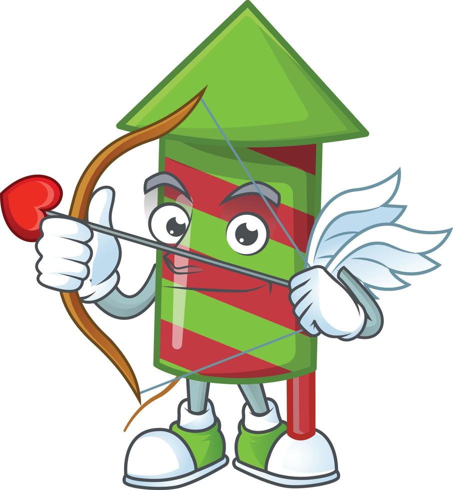 Green stripes fireworks rocket cartoon vector