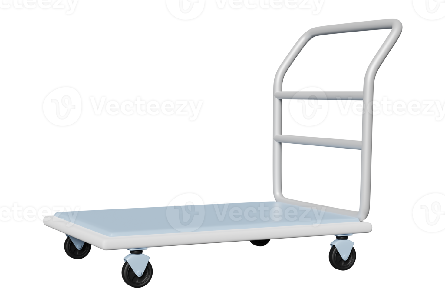 warehouse trolley empty icon, platform trolley 3d isolated. 3d render illustration png