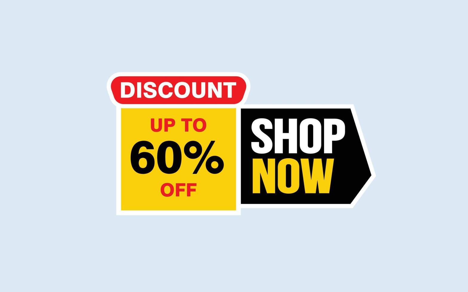 60 Percent SHOP NOW offer, clearance, promotion banner layout with sticker style. vector