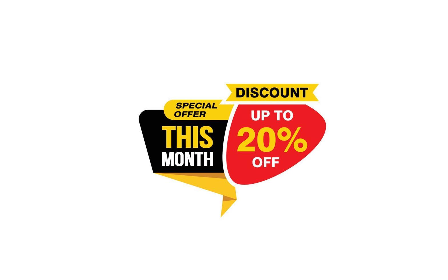 20 Percent THIS MONTH offer, clearance, promotion banner layout with sticker style. vector