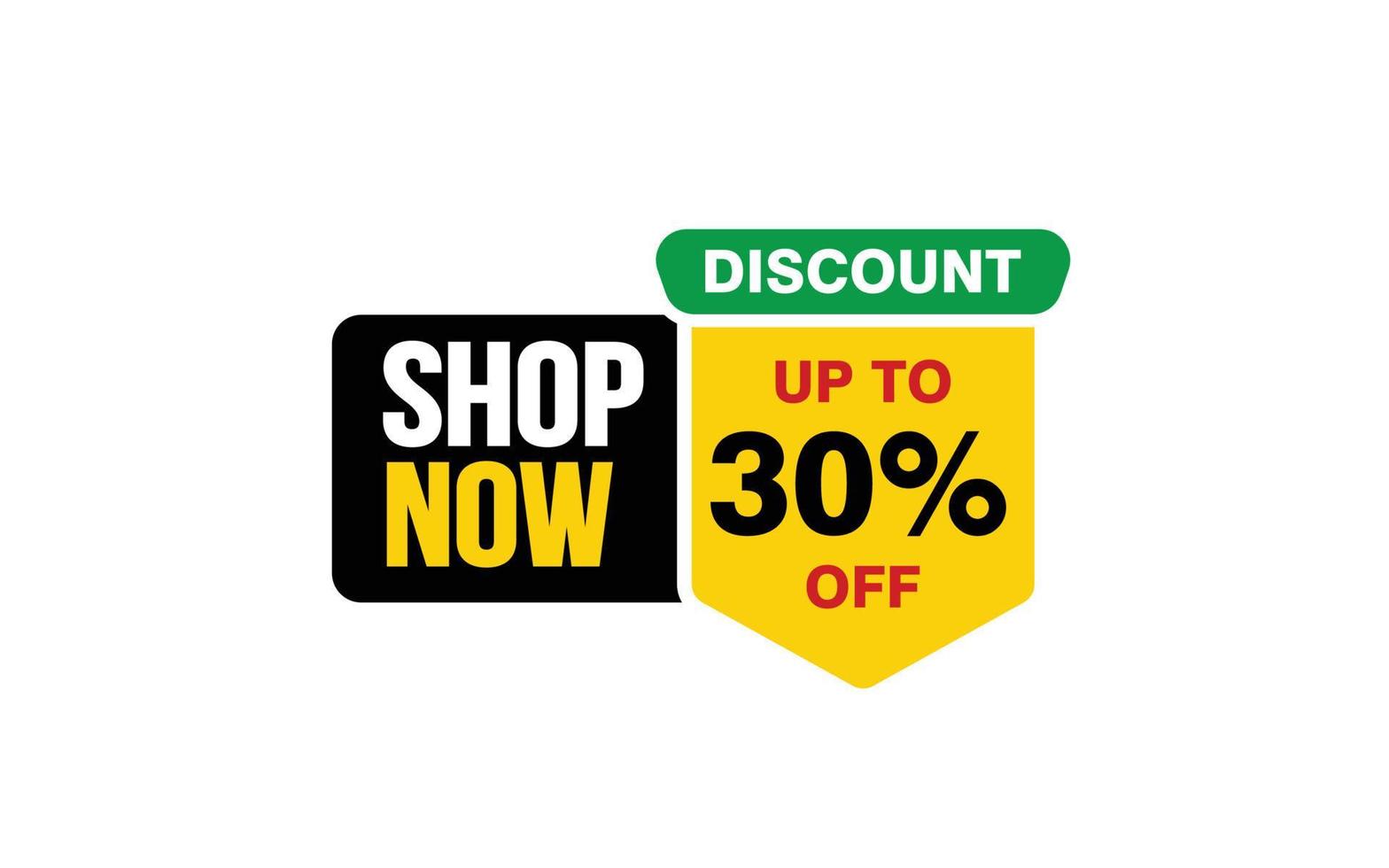 30 Percent SHOP NOW offer, clearance, promotion banner layout with sticker style. vector