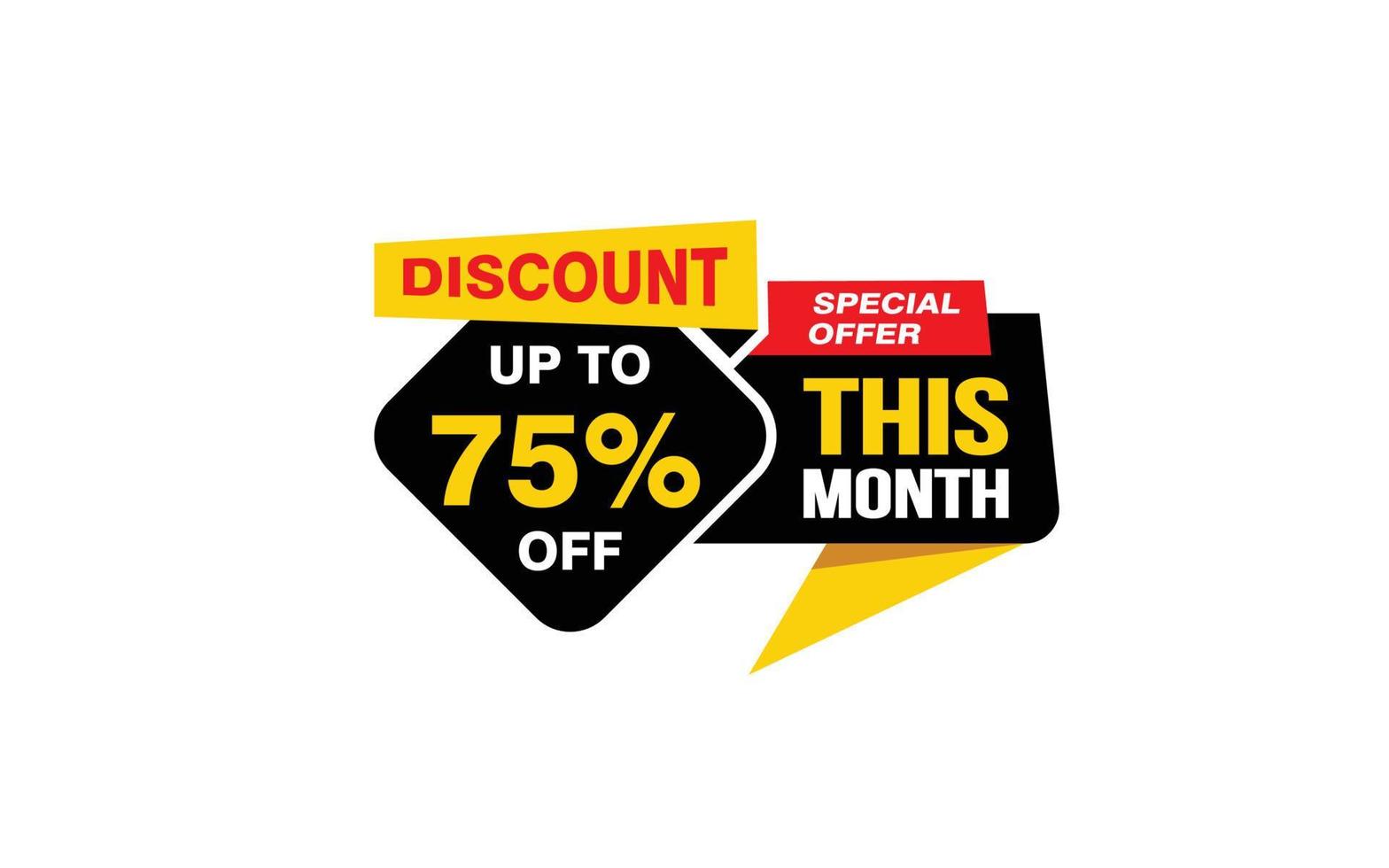 75 Percent THIS MONTH offer, clearance, promotion banner layout with sticker style. vector