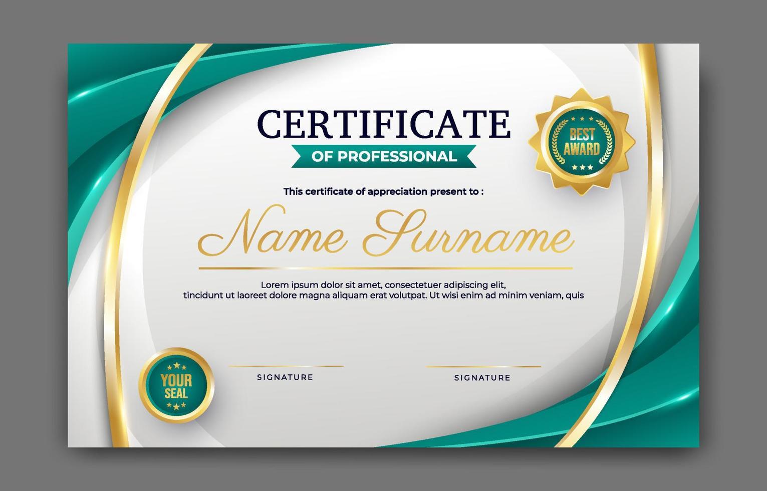 plantilla de certificado profesional vector