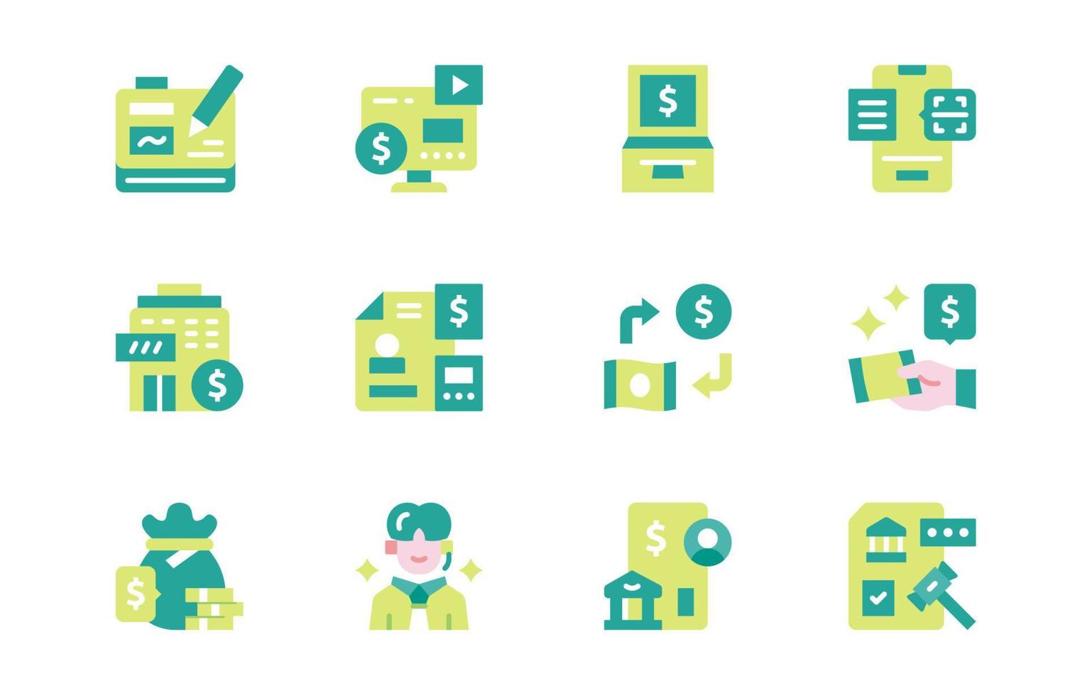Banking Icon Set with Fill for Application vector
