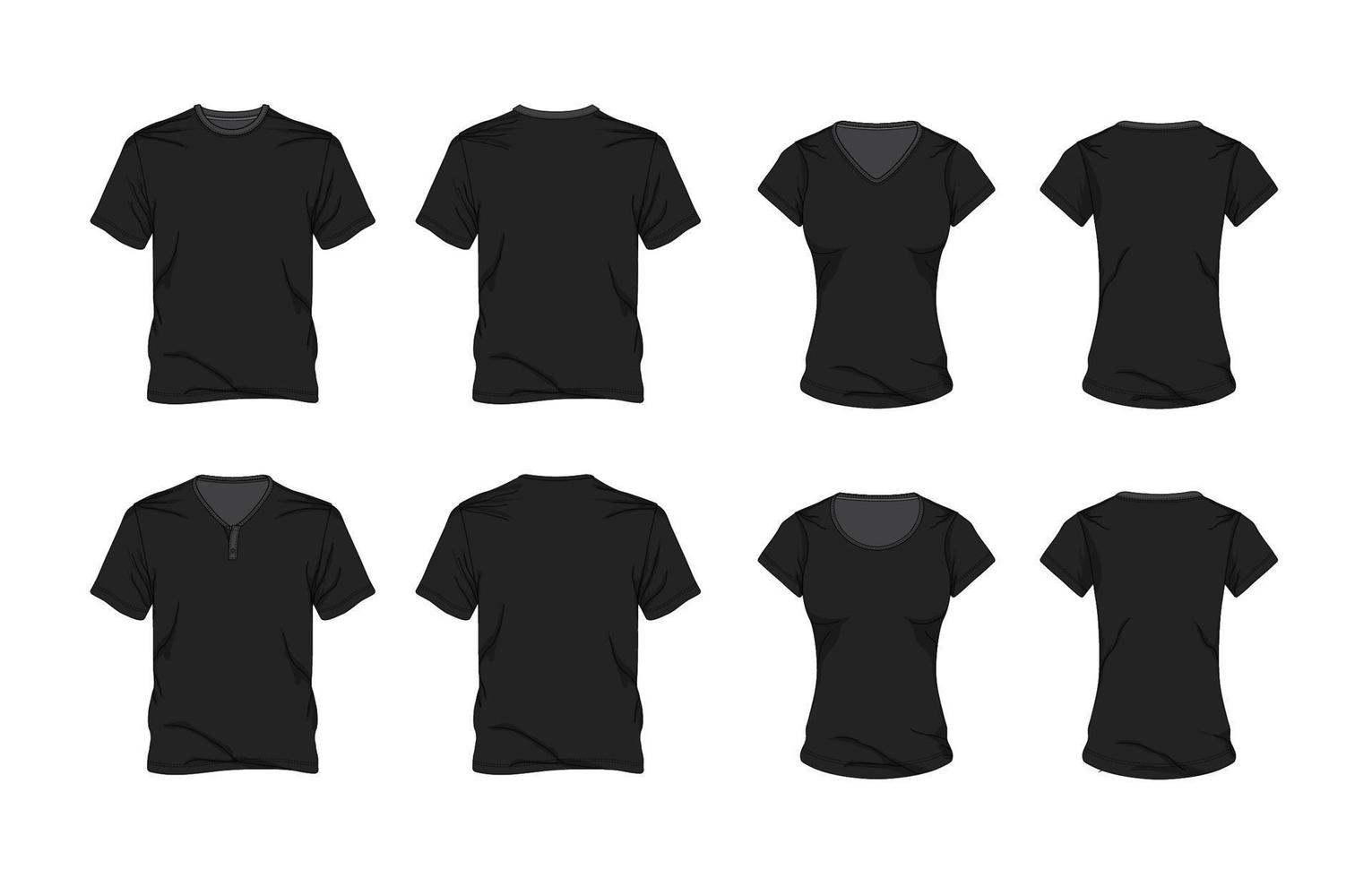 esquema de plantilla de camiseta negra vector