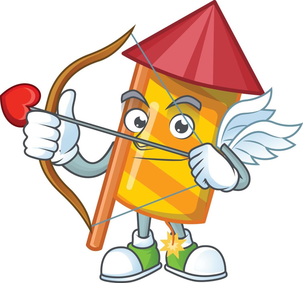Yellow stripes fireworks rocket cartoon vector