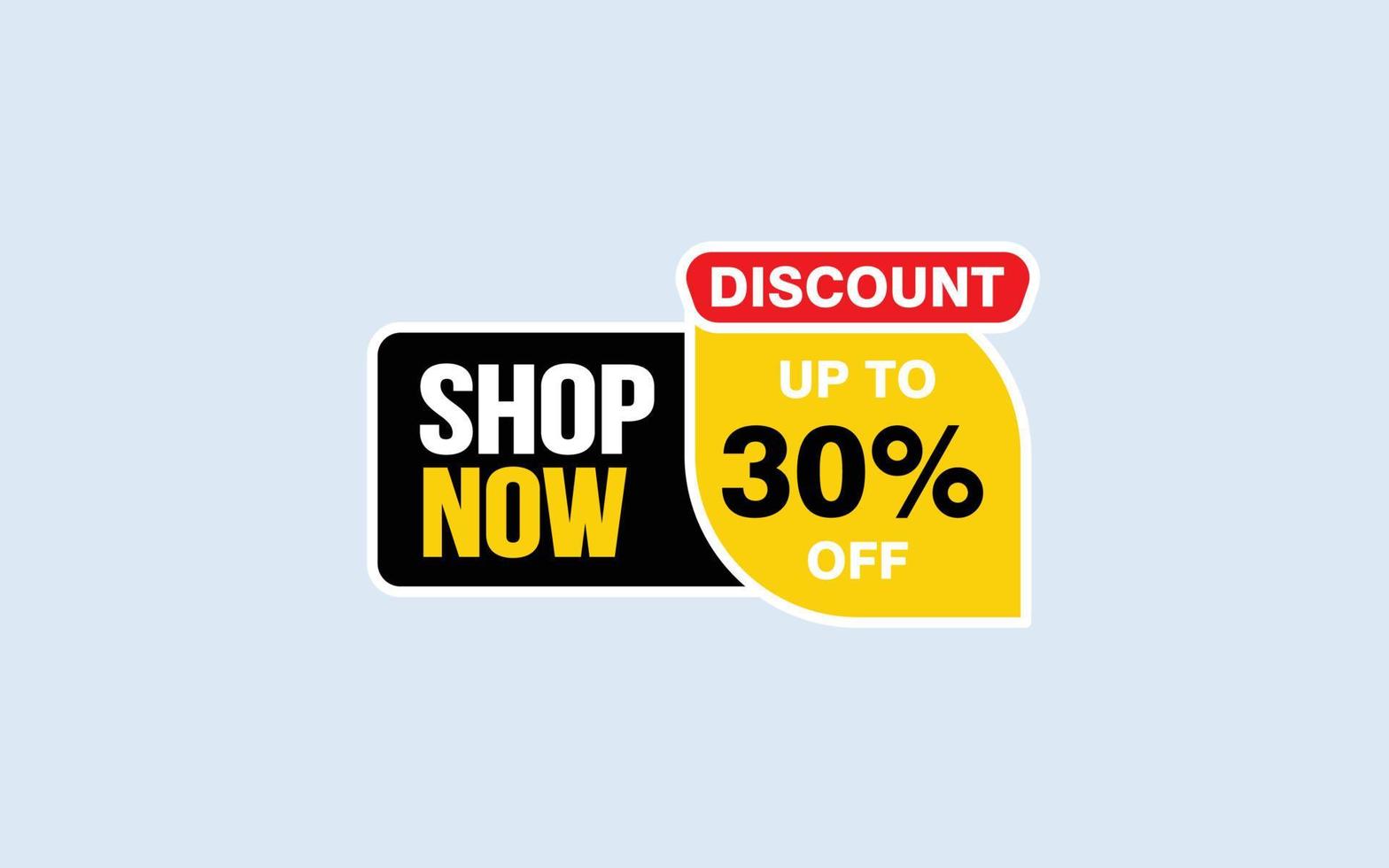 30 Percent SHOP NOW offer, clearance, promotion banner layout with sticker style. vector