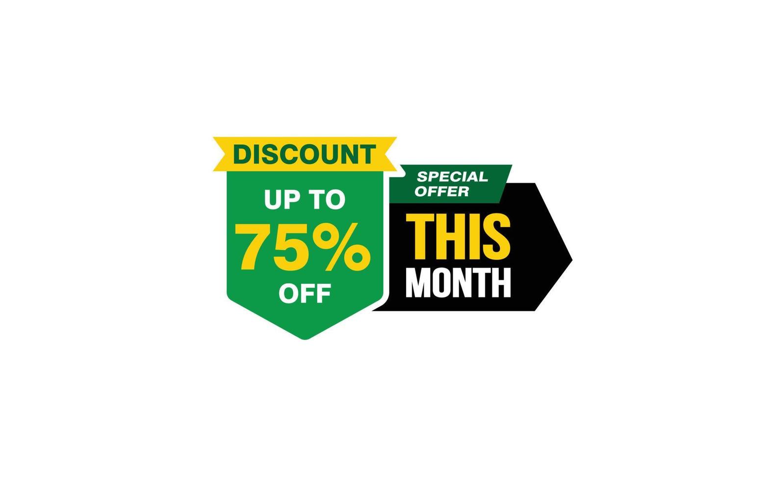 75 Percent THIS MONTH offer, clearance, promotion banner layout with sticker style. vector