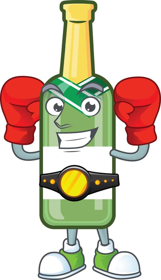 Champagne green bottle cartoon vector