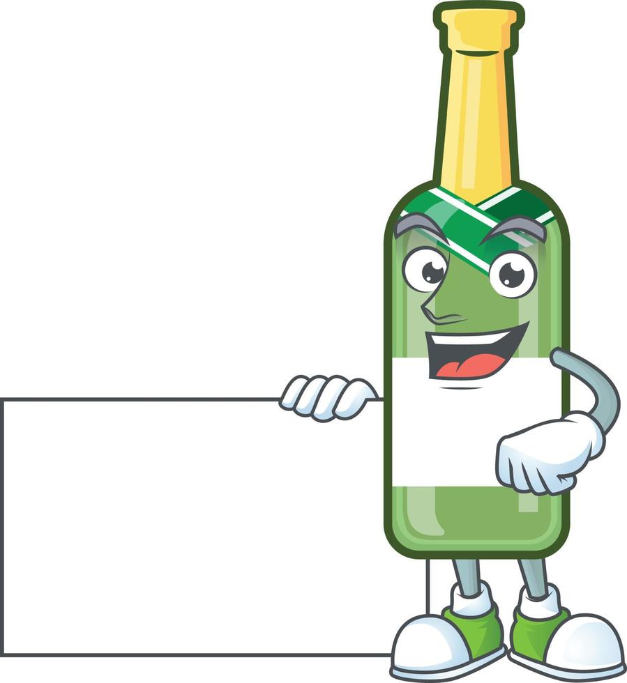 dibujos animados de botella verde champán vector