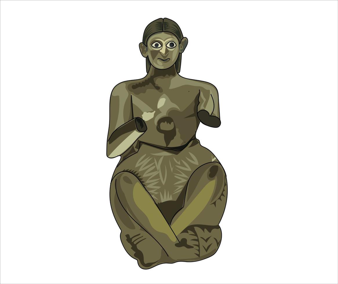 Seated statuette of Urnanshe from the Ishtar temple at Mari vector illustration