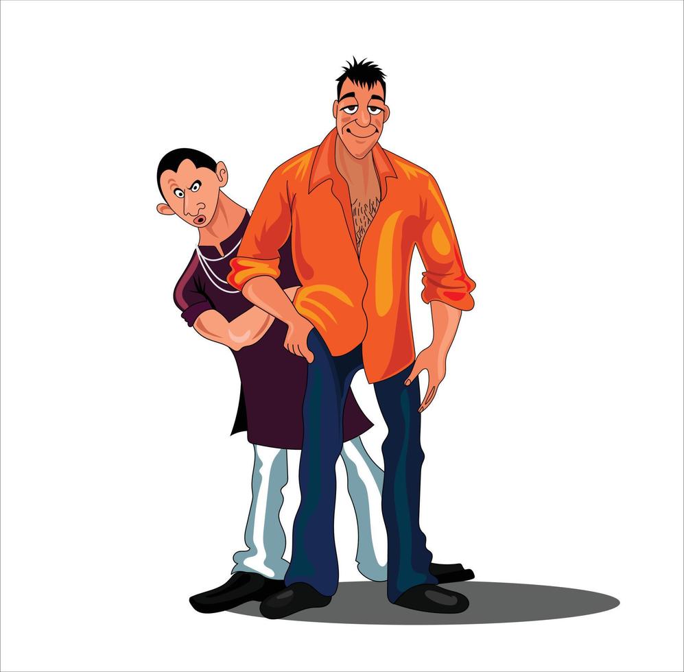 Munna bhai and circuit cartoon vector illustration on white background