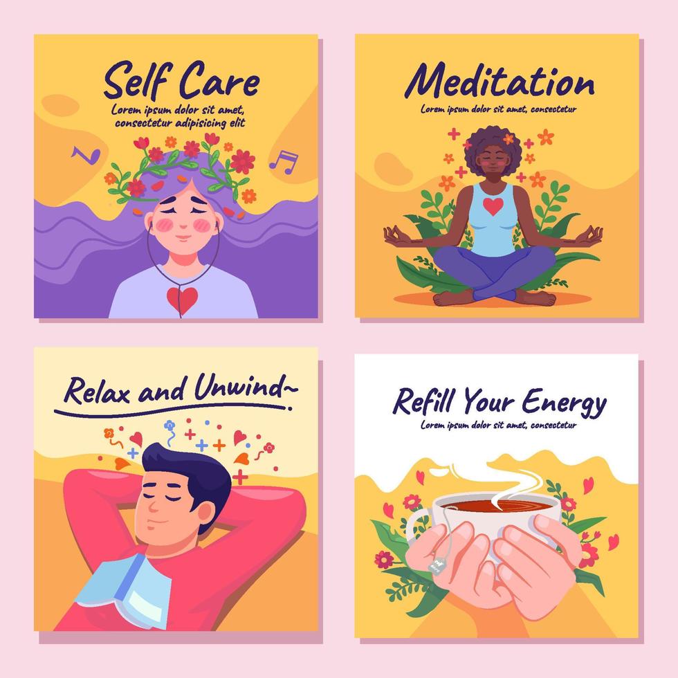 Self Care Healthy Mind Social Media Tamplate vector