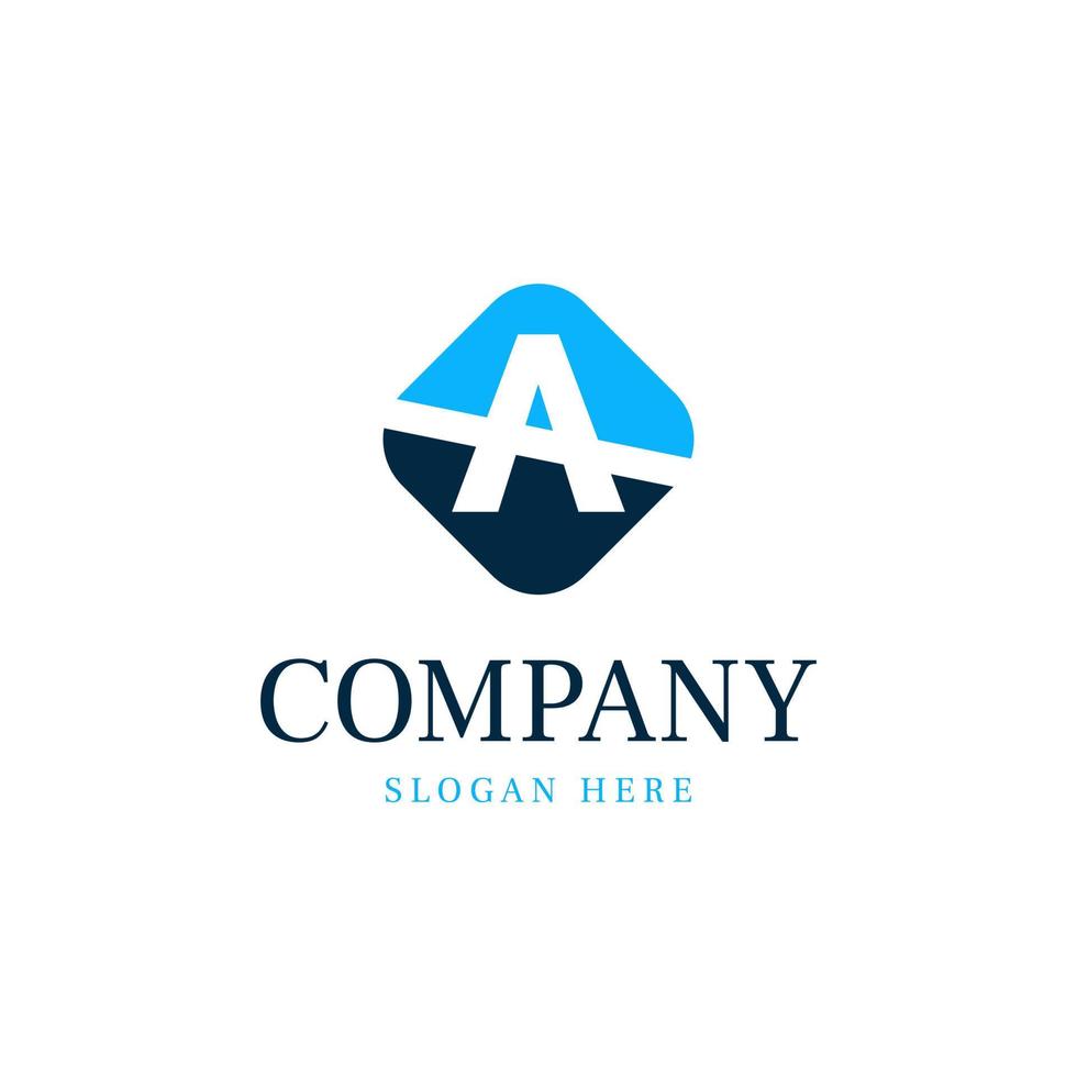letter a frame logo blue vector
